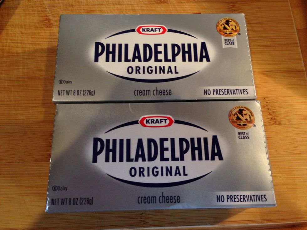 Set out your cream cheese so it gets to room temperature... A lot easier to work with after it softens a bit.