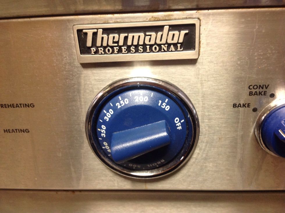 Set oven at 200-225 degrees.