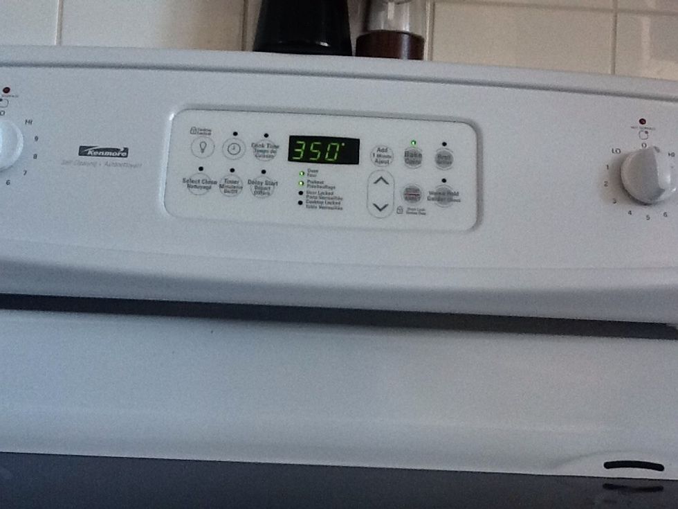 Set oven on bake at 350 F
