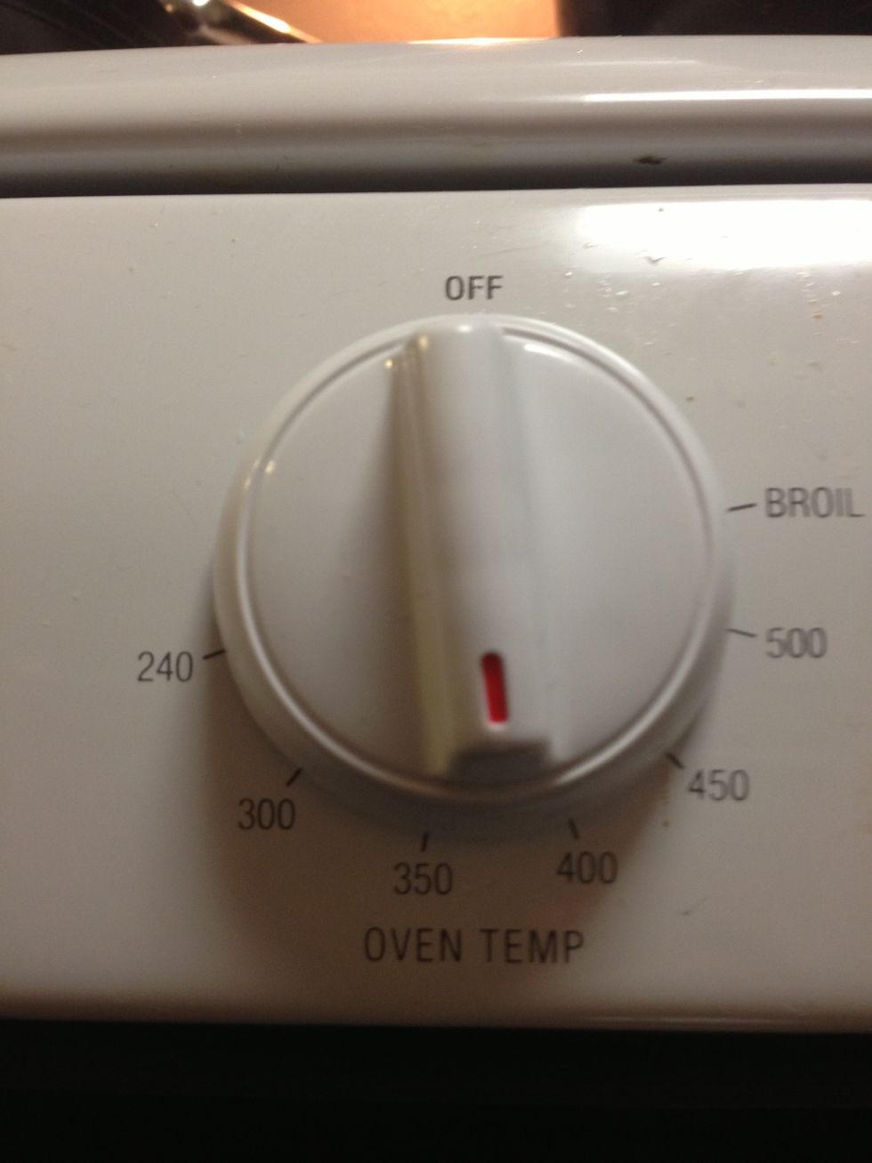 Set oven temp to 365