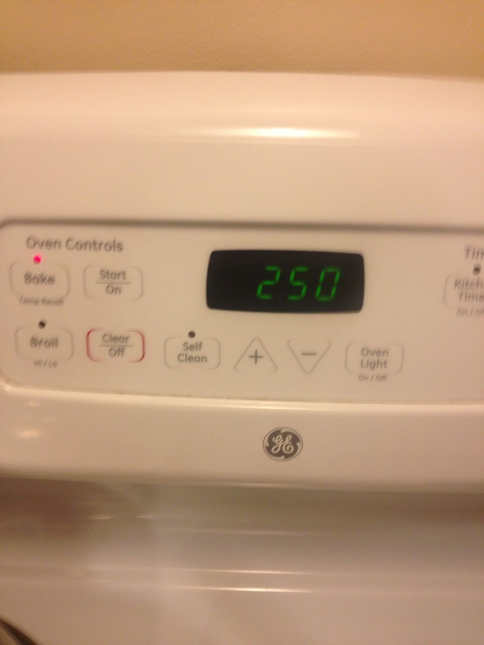 Set oven to 250