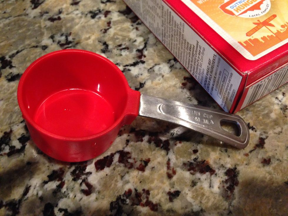 Set oven to 350*F, then pour the 1/4 of cup of water