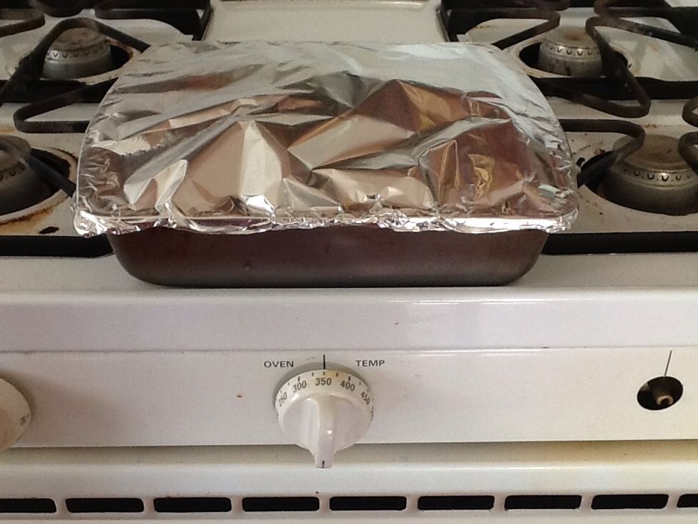Set oven to 350 place tinfoil over casserole...cook 45-60 minutes