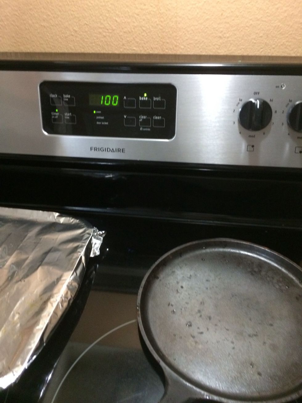 Set oven to bake for an hour