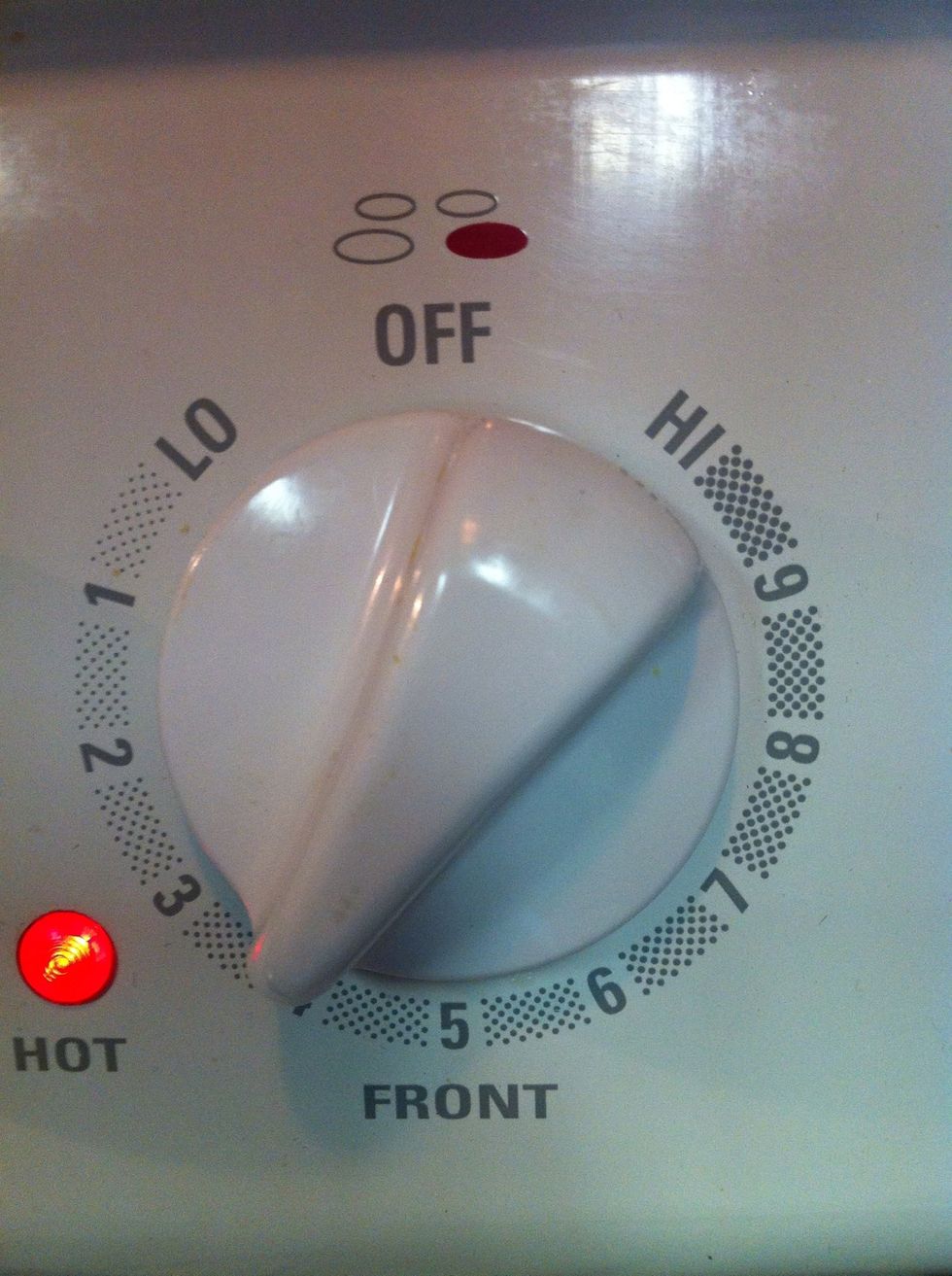 Set stove temp to about 3