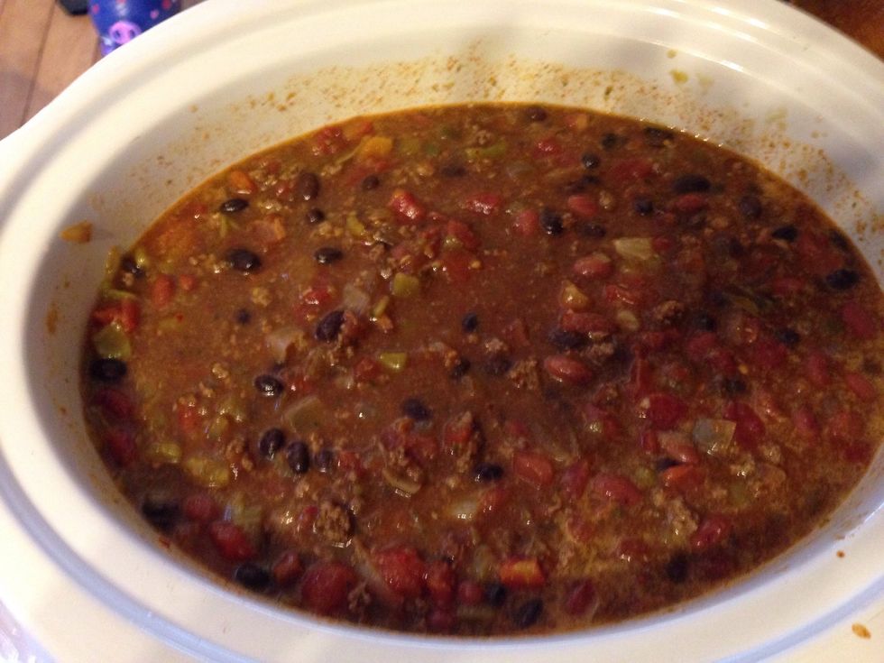 Set the crock pot on low if you are going to let it sit for at least 6 hours. Set the crock pot on high if you are going to serve it with in 2 hours.