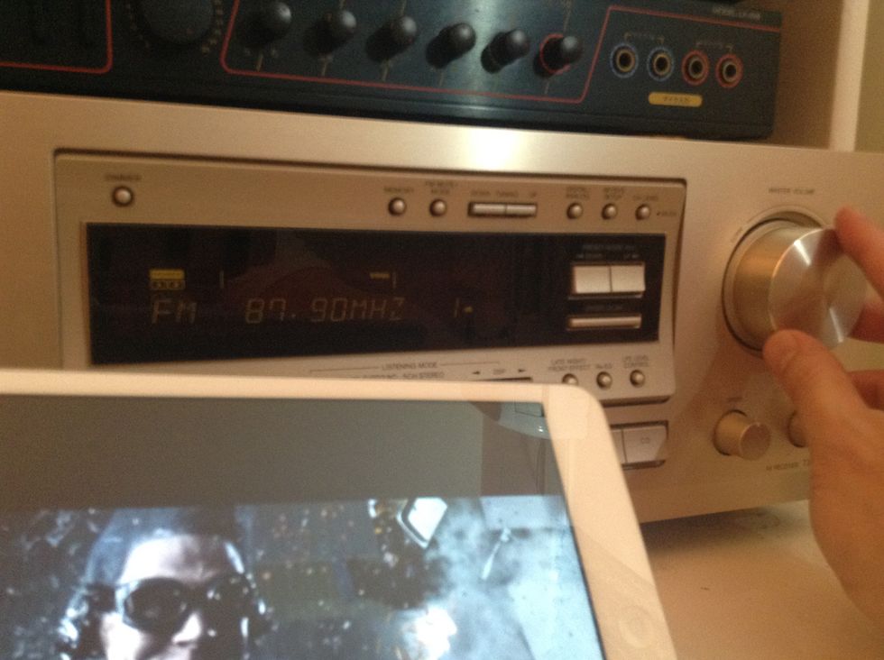 Set the desired volume on the home stereo receiver