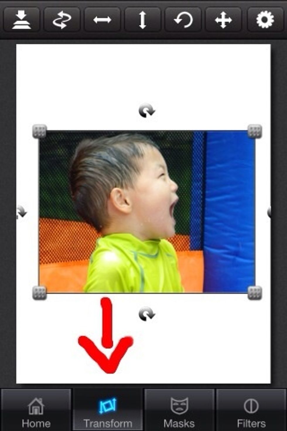 Set the foreground as the picture that you want to be silhouetted. (I chose a profile of my cousin) You can resize the foreground by tapping "transform" at the bottom.