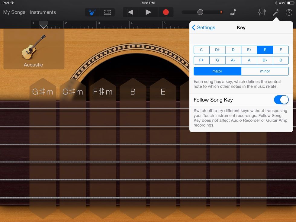 Set the key on E major.