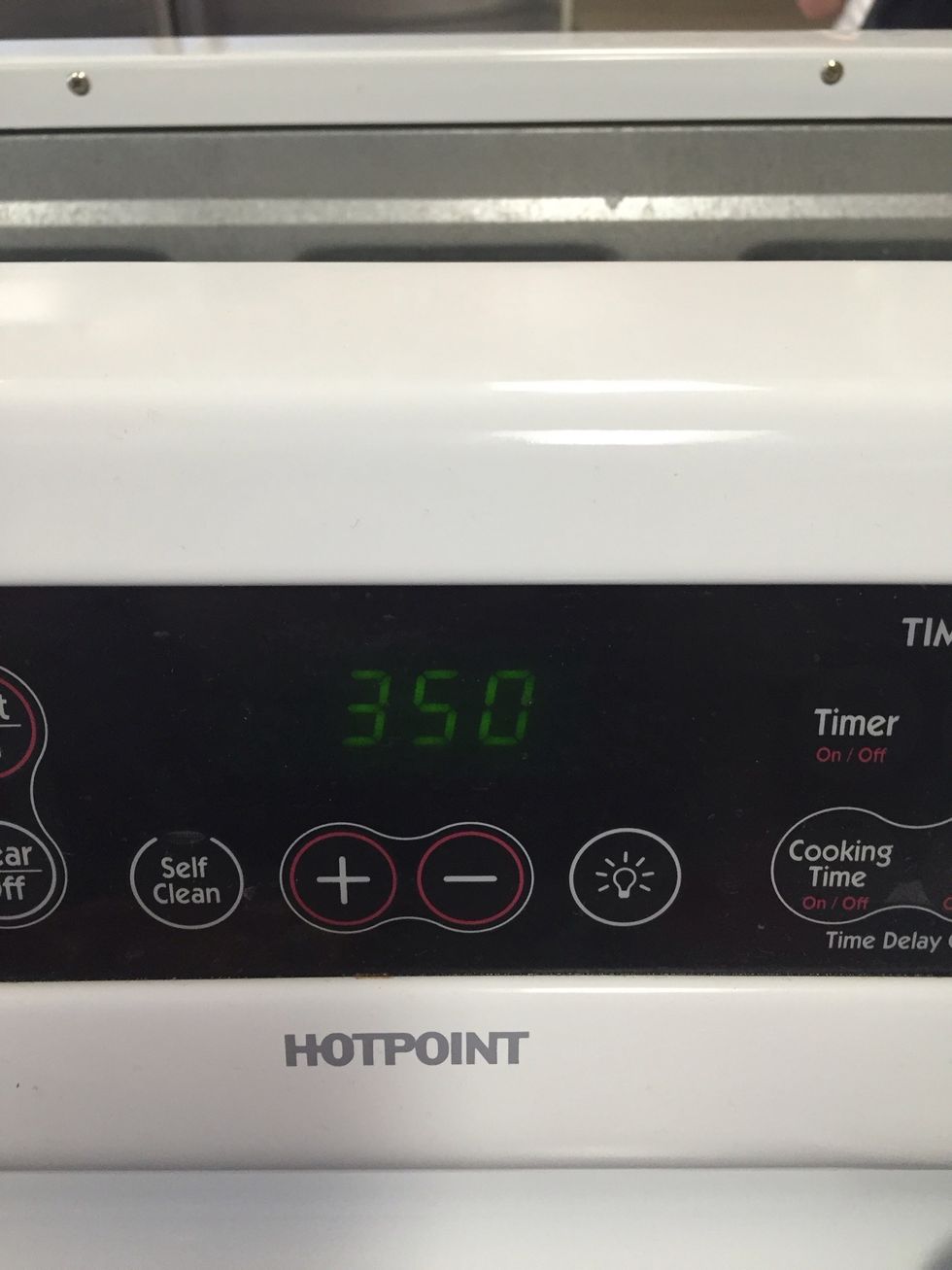 Set the oven at 350 degrees Fahrenheit