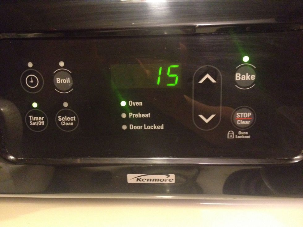 Set the oven timer for about 15 minutes. Keep an eye on it as it can burn easily.