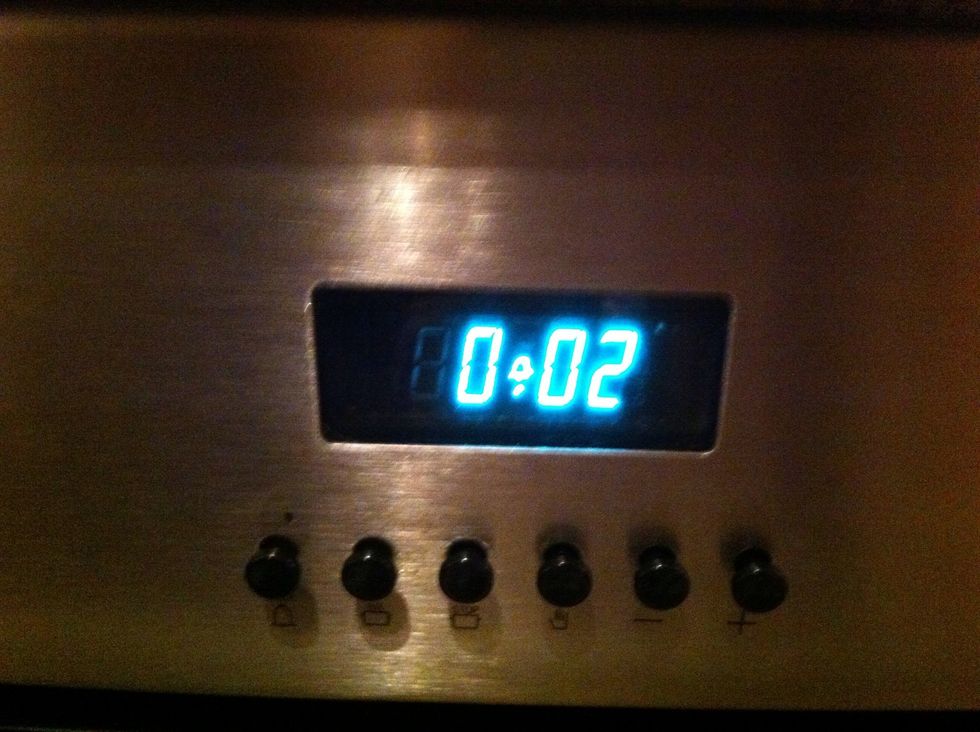 Set the timer for two minutes, they may need longer or less depending on the chocolate, just keep your eye on them