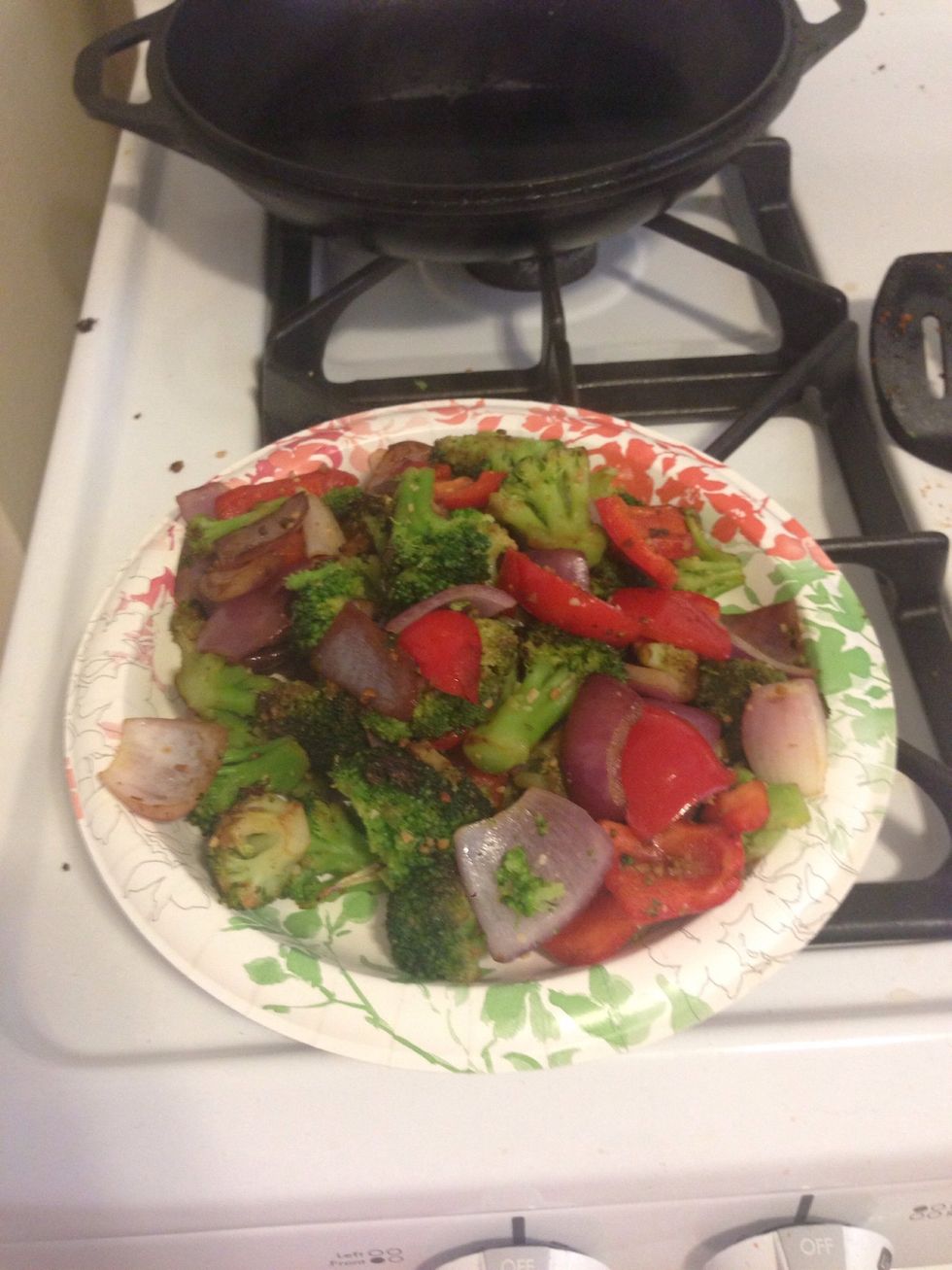 Set the veggies aside and now it's time to start the beef.