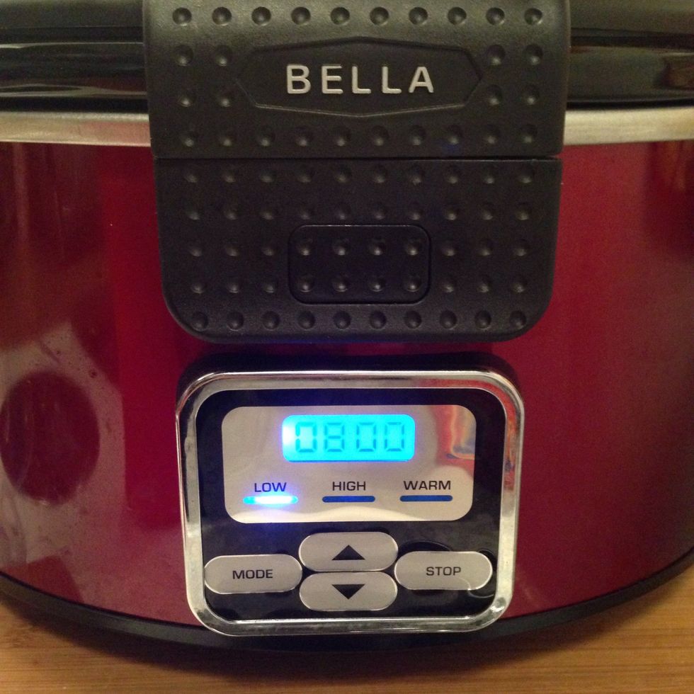 Set timer for 8 hours on low or 4 hours on high.