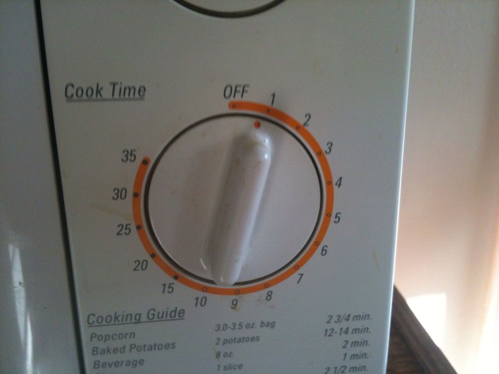 set timer on ancient microwave to 45 seconds. Oil should be warm to the touch but not scalding.