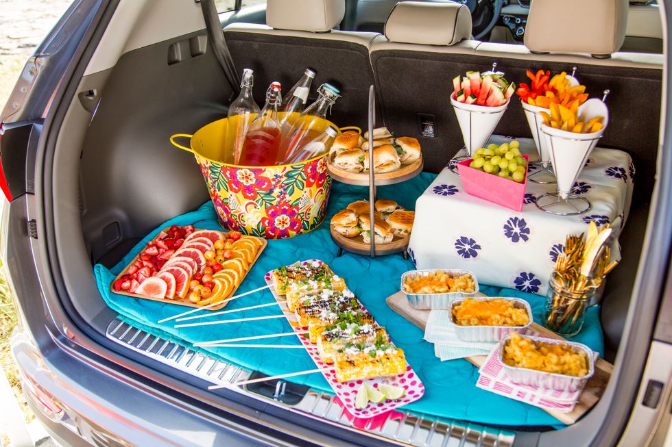 Set up a food spread in the back of your car! It\u2019s a great way to protect all the noshings from wind and sand and it means one less foldable table you\u2019ll need to pack. Now, let's get to the recipe!