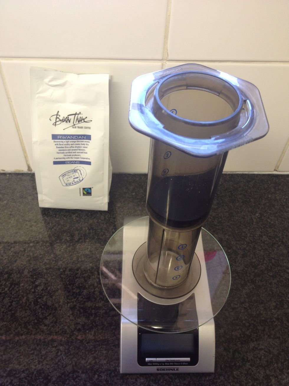 Set up the Aeropress, inverted, on your scale.
