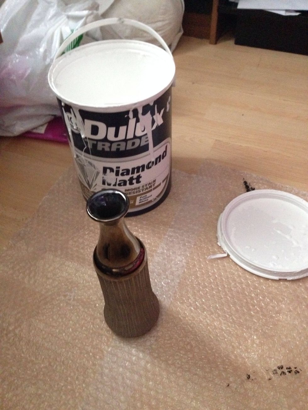 Set up! You want to use a paint brush to do your first coat!