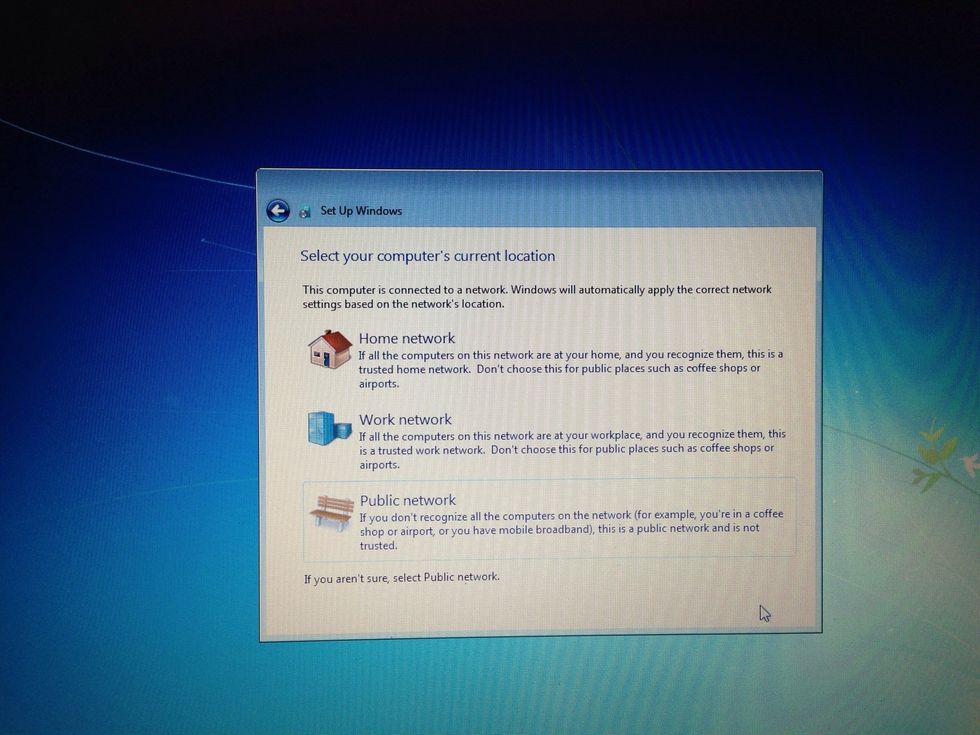 Set what type of network you are connecting.