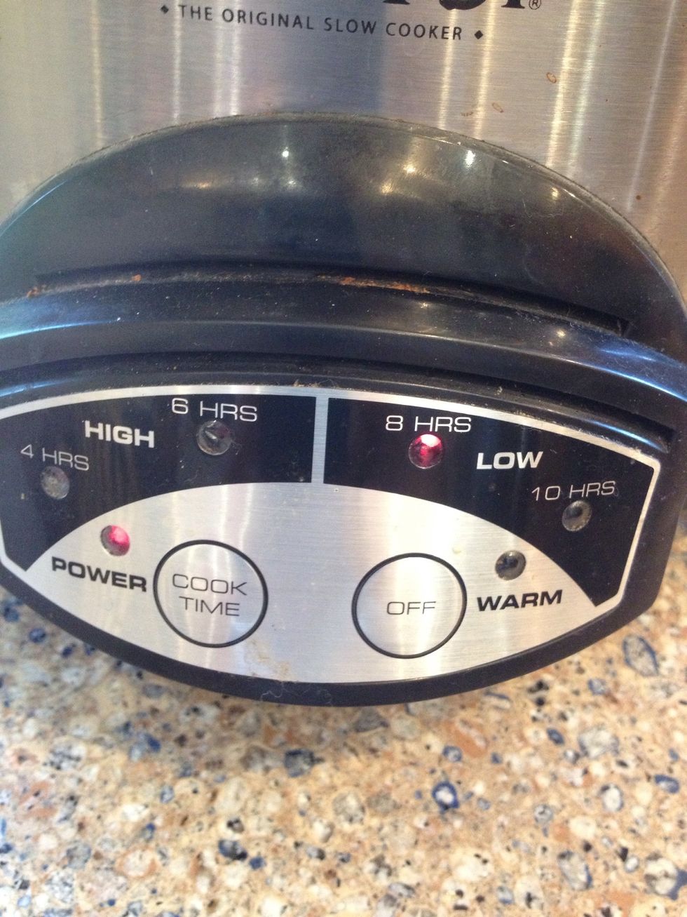 Set your crockpot for 8 hours on low. Starting at 9:30am, I will make dinner around 5:30pm.