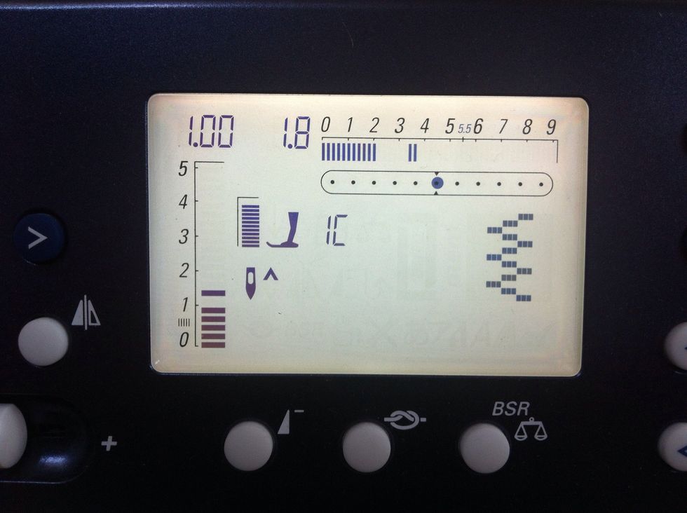 Set your machine to zigzag. Set the stitch length to one and then stitch width to two. This can be adjusted dependent upon the project.