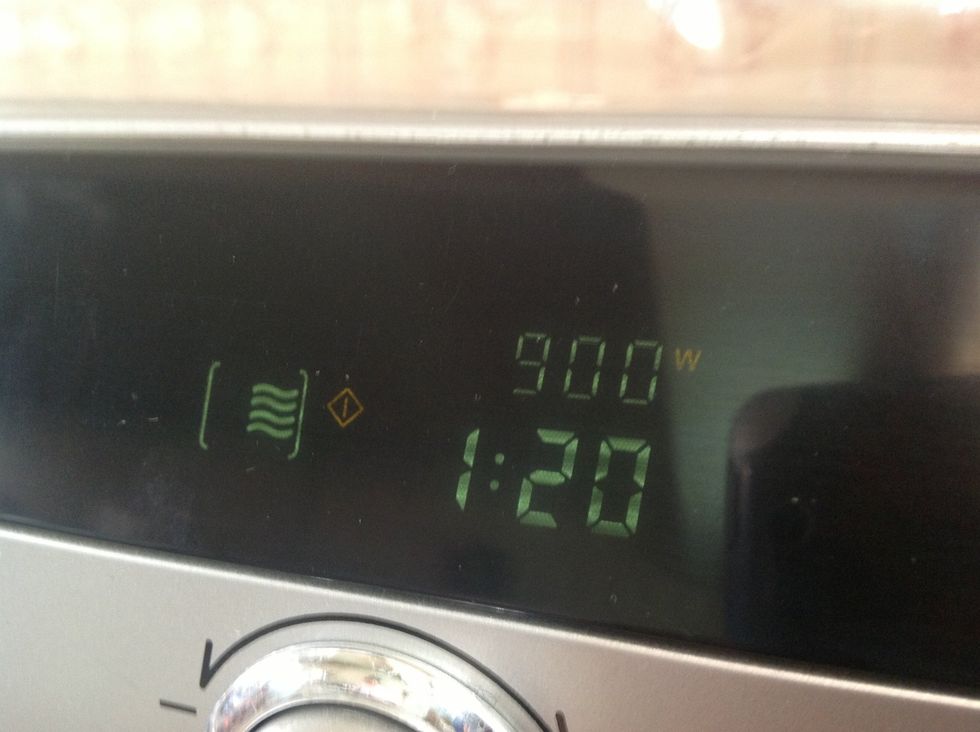 Set your microwave to 900w for 1:20