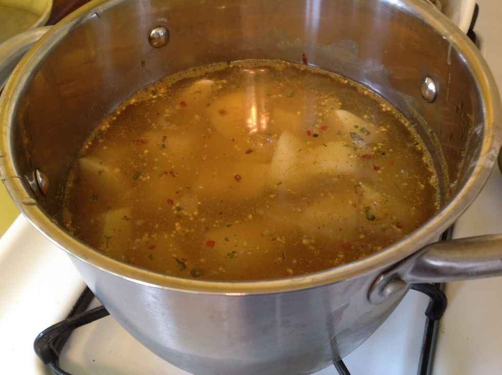 Set your timer for 22 minutes. Should be just enough time to bring pot to boil and cook potatoes. Check for tenderness of potatoes around 20 mins. Cook longer if you like softer potatoes.