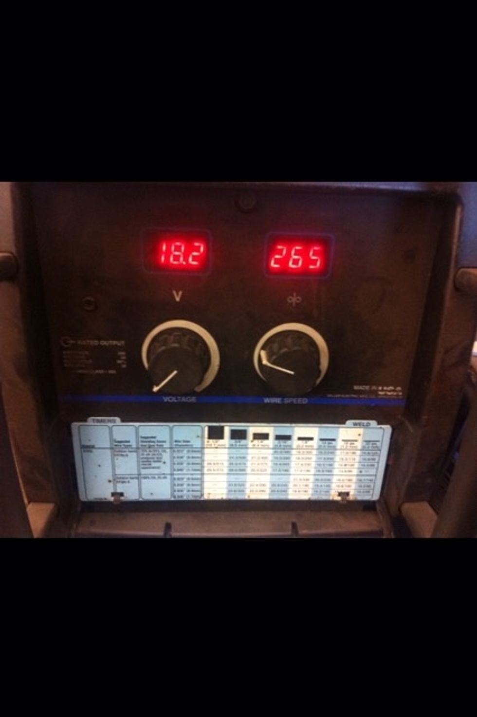 Set your wire speed and voltage according to the numbers you got on the previous step.