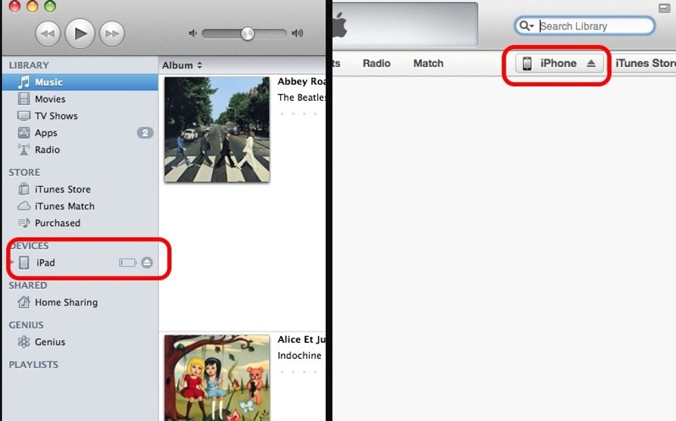 Seu device ser\u00e1 identificado, clique nele. (Dependendo da vers\u00e3o instalada do seu ITunes poder\u00e1 aparecer para clicar: Ou \u00e0 sua esquerda Ou na parte superior direita da tela conforme imagens acima).