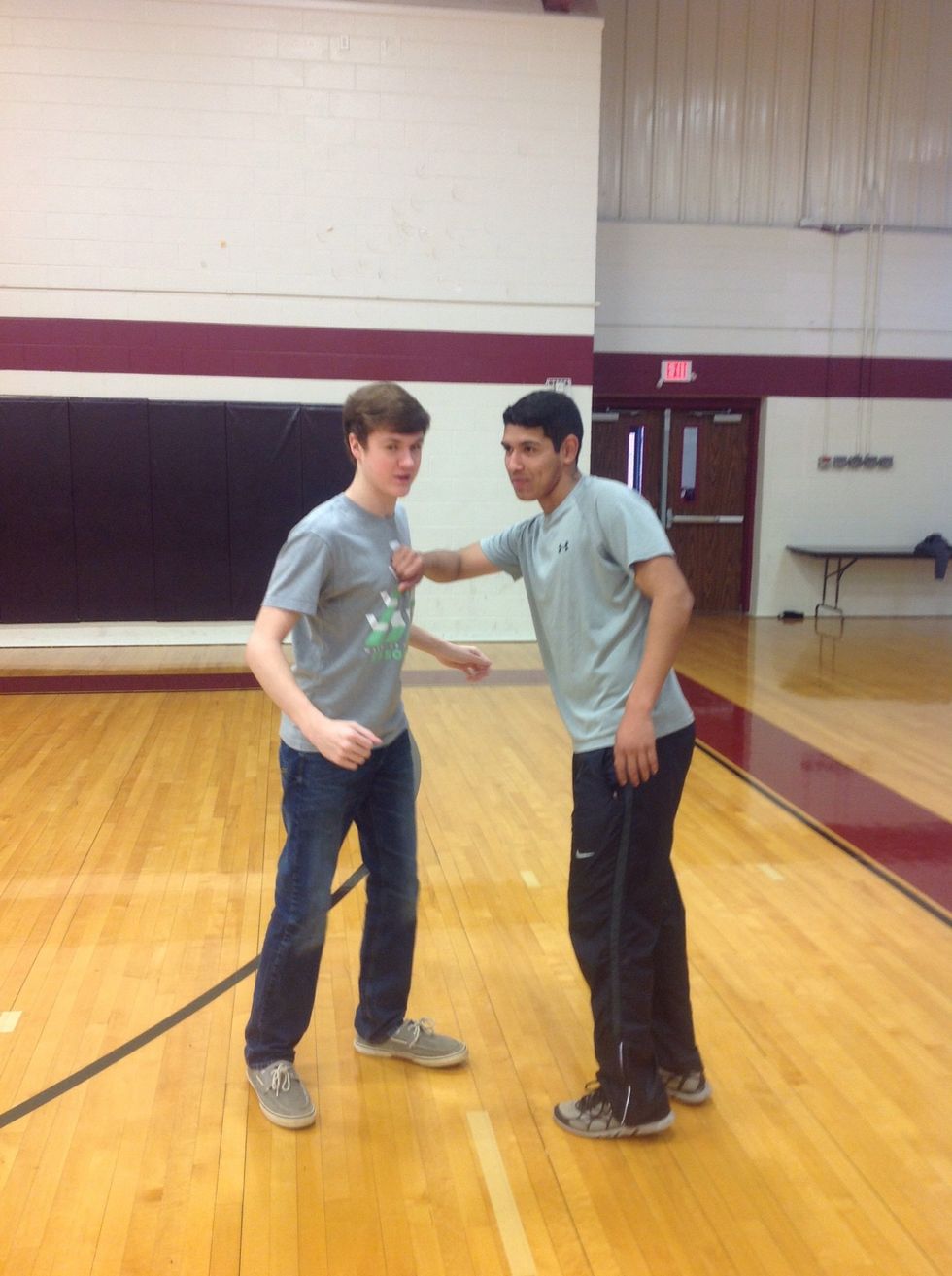 Seventh you let him push you back so you can prepare to "flop" or fall down