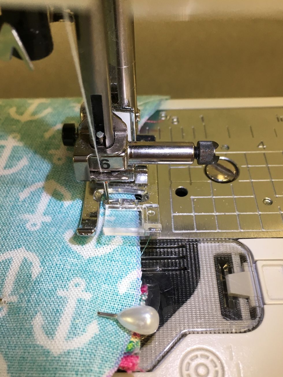 Sew 1/4" seam all the way around-except for the space that will remain open when turning right side out.  Backstitch at each end.