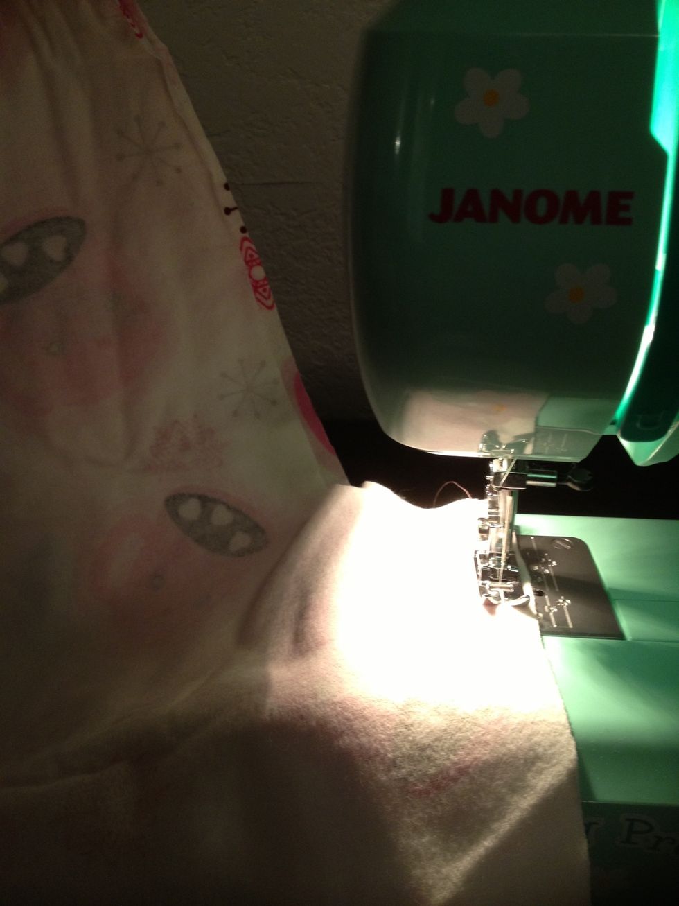 Sew a straight stitch down the inner leg on both legs.