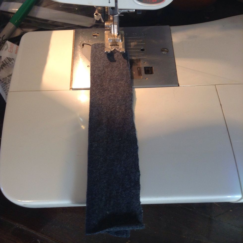 Sew across the edge, leaving enough space for it to be turned right side out