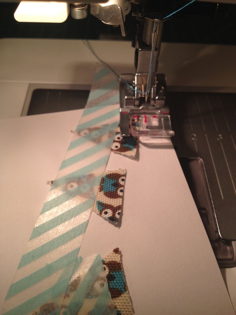 Sew along the top of each of the fabric in a slight arch so it looks like a banner.