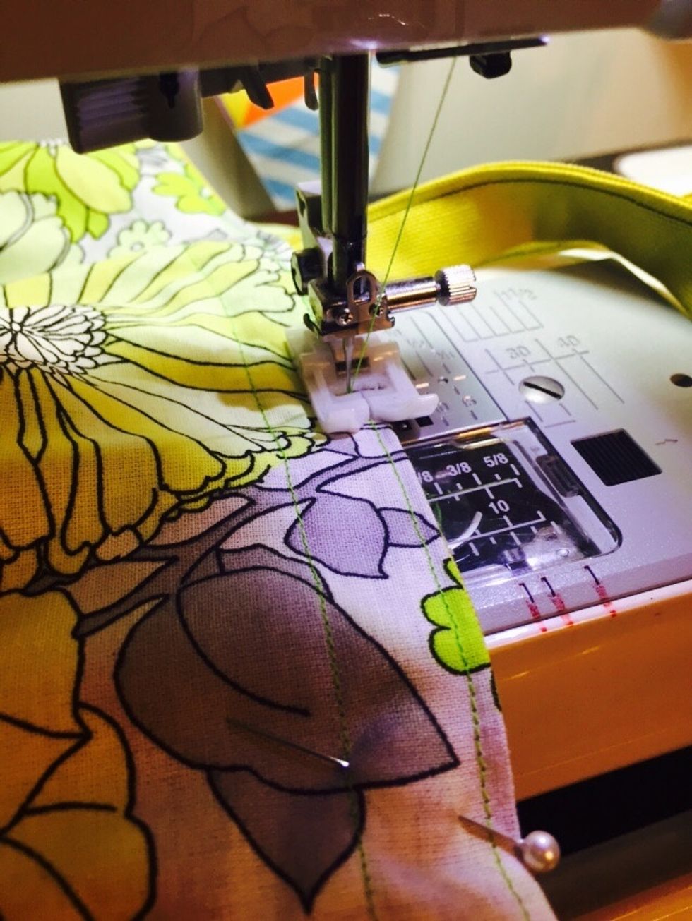 Sew along the top seam of your back to secure the outer and inner shell together.