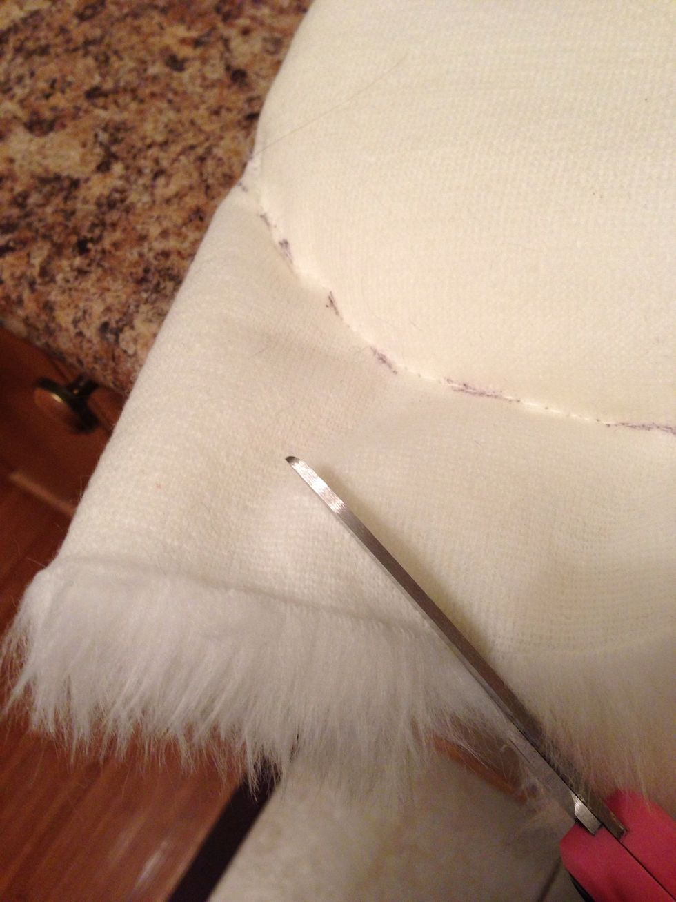 Sew along your lines & cut off excess fabric at corners.