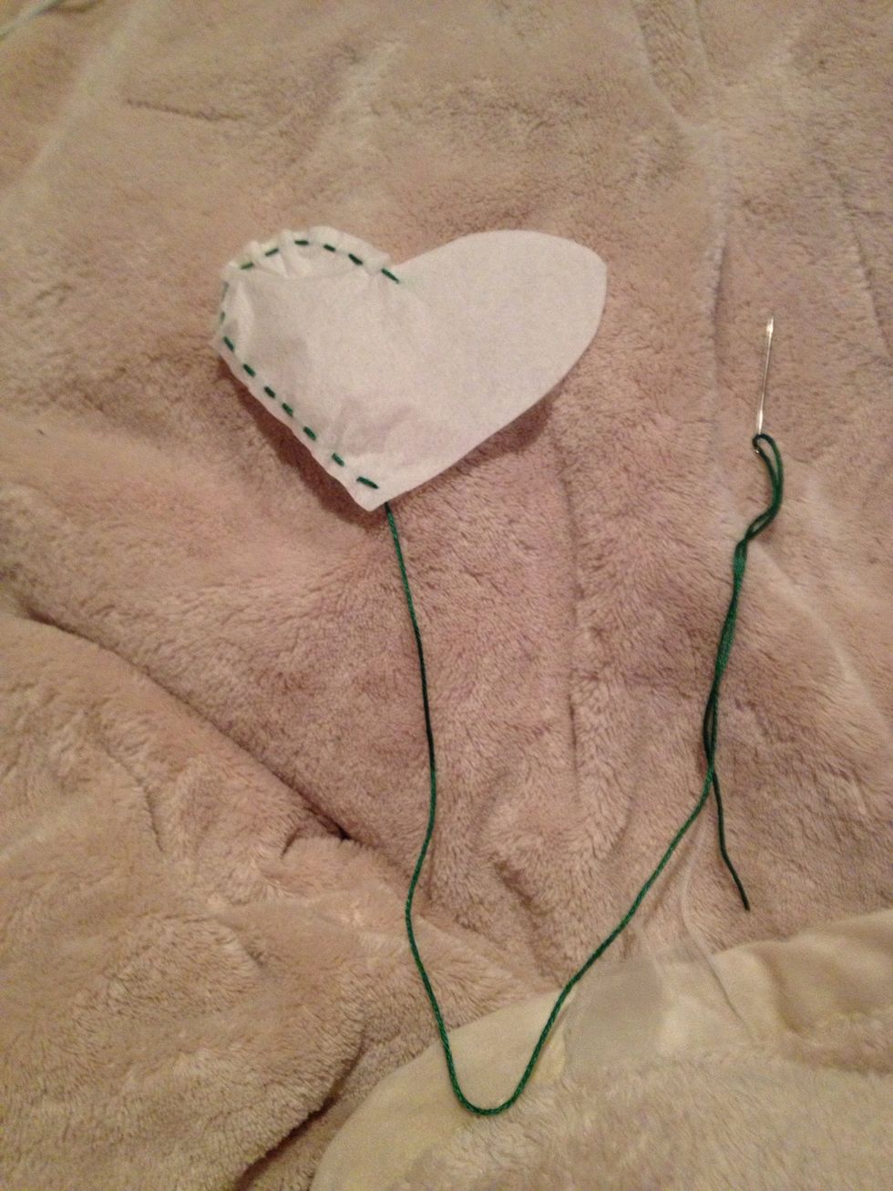 Sew around the edges! You want to be more tight depending on the size of your tea. You could always do this with a sewing machine for more precise stitches. (It's quicker that way too!)
