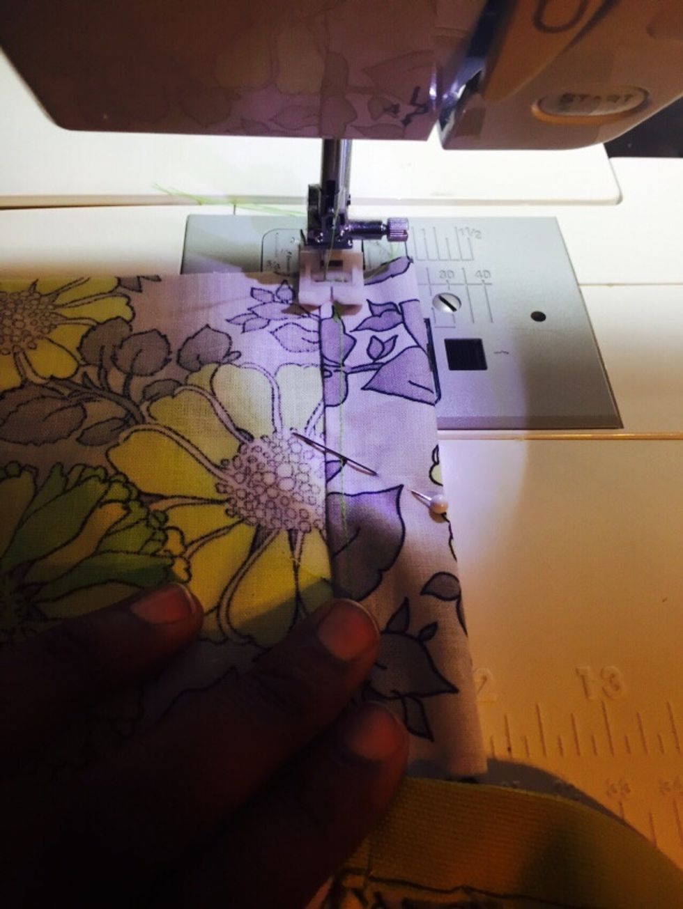 Sew down the inch of fabric to complete the outer shell of your tote.