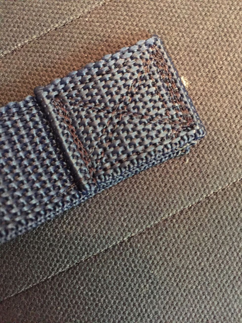 Sew each end of handle securely using a combination of straight line stitches like this.