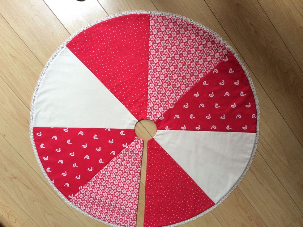 Sew gap closed and press . Sew down each segment seam