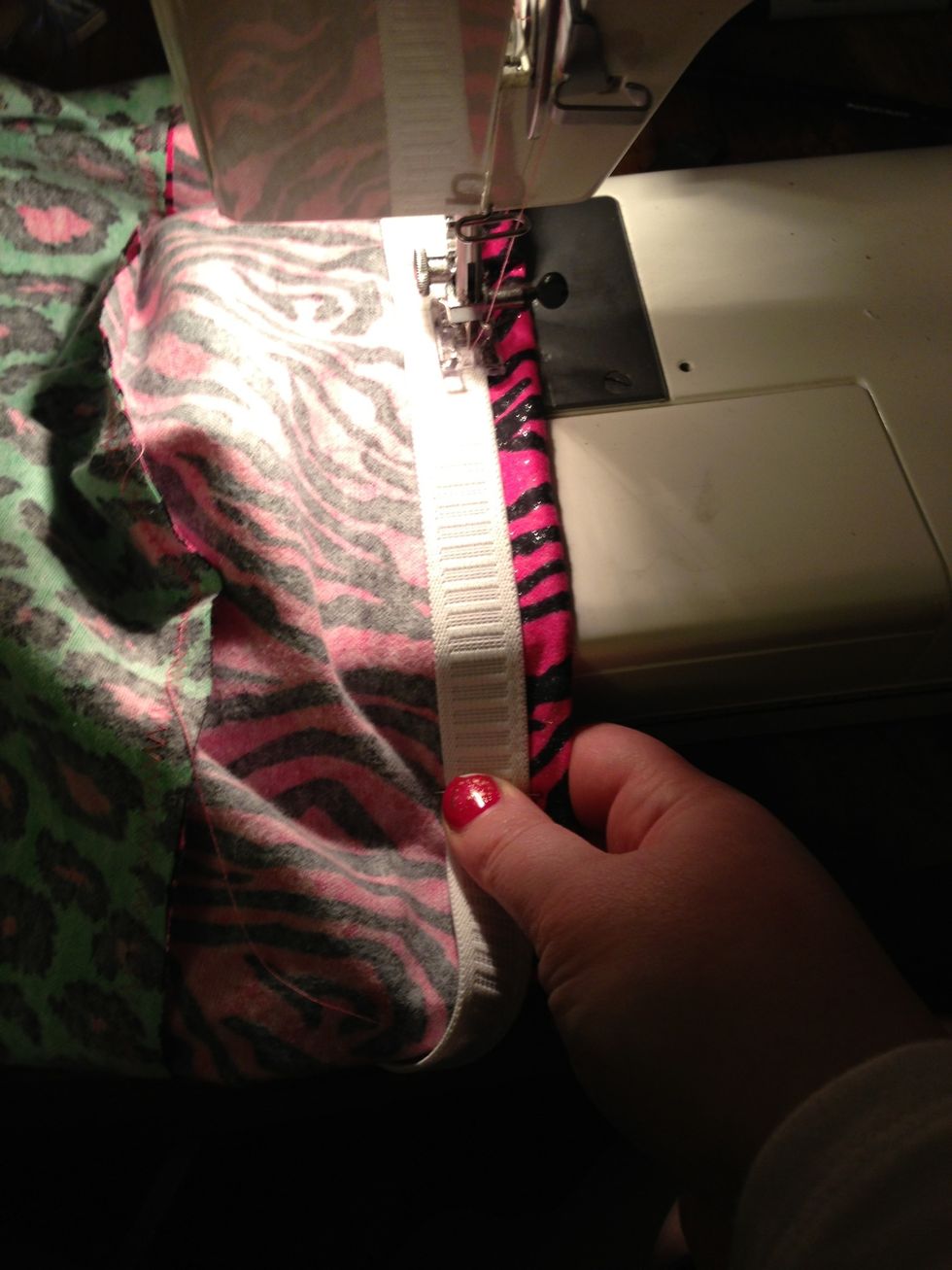 Sew into waistband (which can just be the top of the pants - remember - I used an alternate fabric for a waist band).