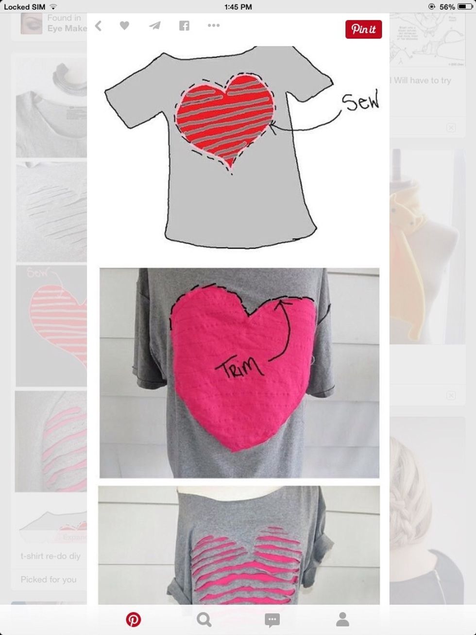 Sew, or glue around the heart. When done just trim SOME of the extra fabric!