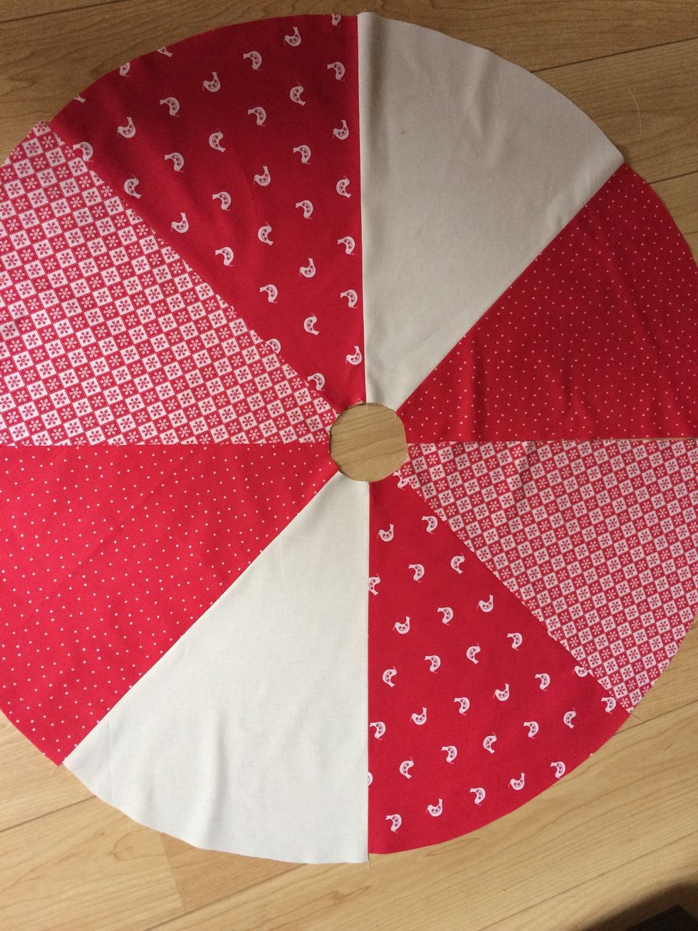 Sew segments together in an alternating pattern and press seams open