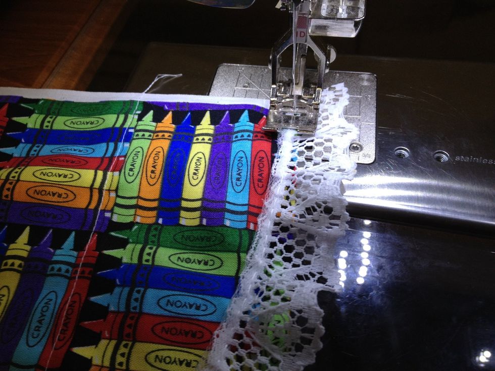 Sew the lace to the fold edge of your tube