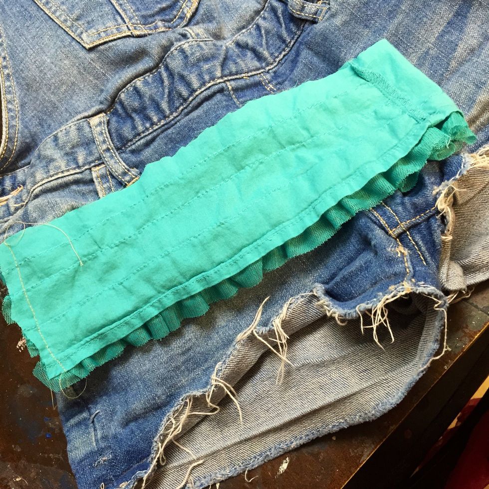 Sew the sides after measuring the with of your shorts hem