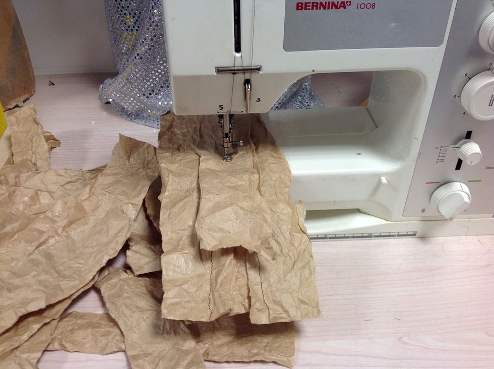 Sew the strips on top of each other to layer them up