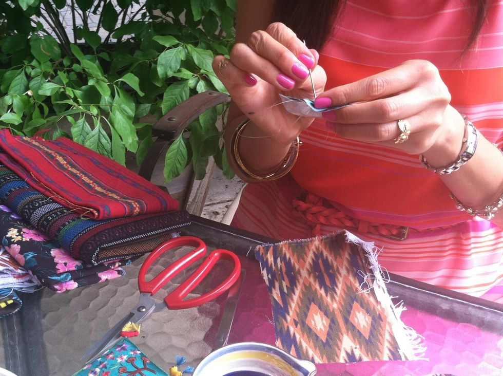 Sew two leaves together