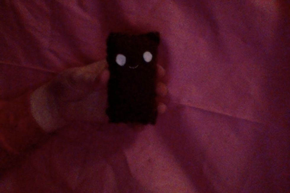 Sew your two brown pieces together,sew on a face, and add stuffing.