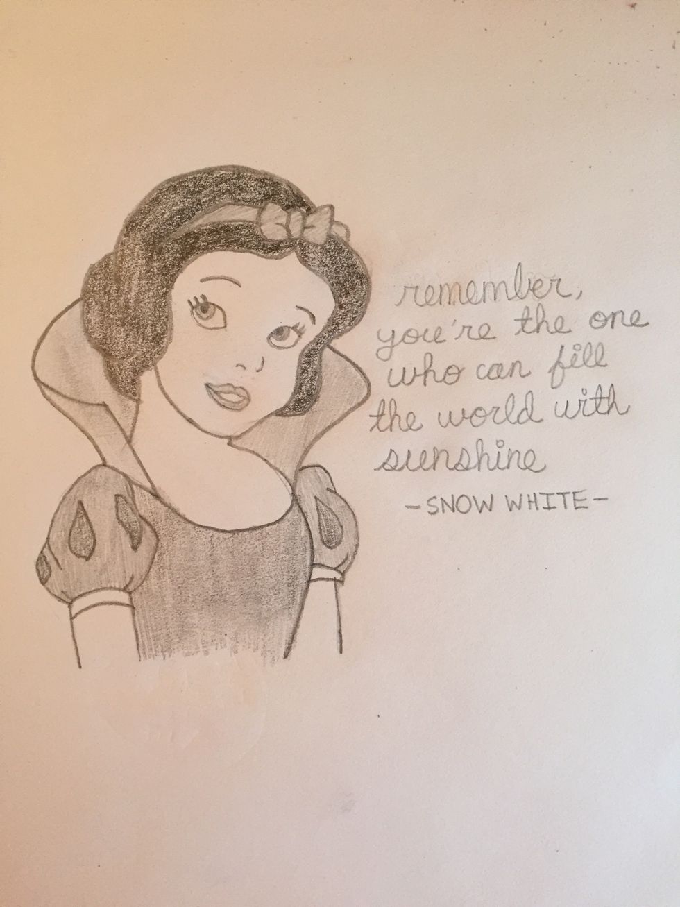 Shade in your drawing however you would like. I added in a quote, too. Pick your favorite! And we're done!!