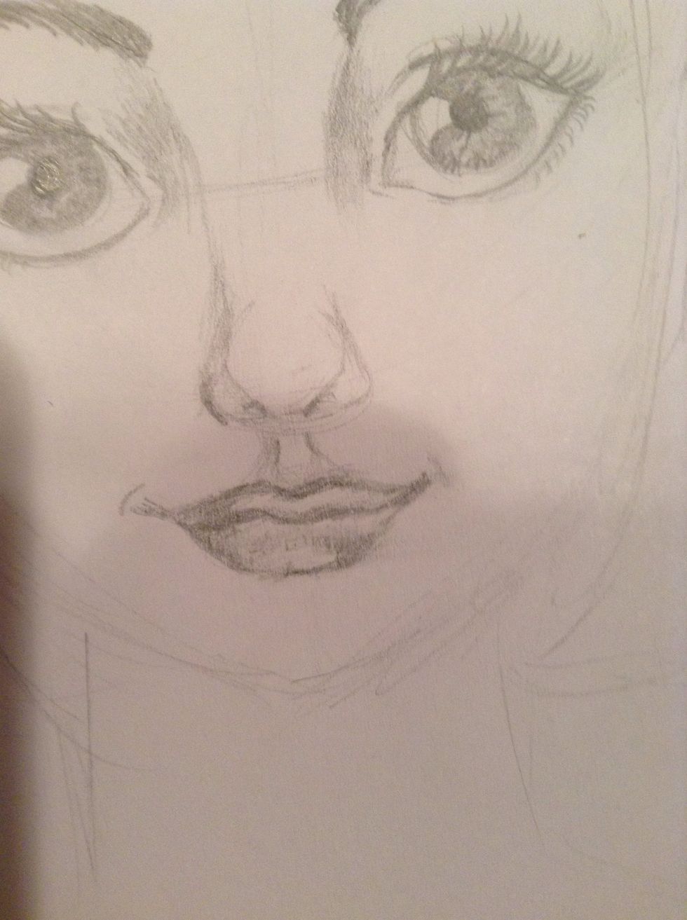 Shade the lips. The upper lip is usually slightly darker, and the bottom has more highlights.